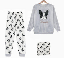 Load image into Gallery viewer, Image of boston terrier pjs in the cutest warm fleece fabric