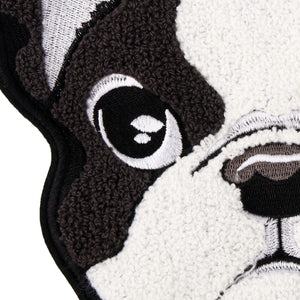 Close up image of a boston terrier patch