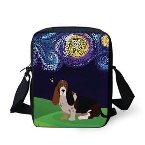 Boston Terrier Under the Night Sky Messenger Bag-Accessories-Accessories, Bags, Boston Terrier, Dogs-Basset Hound-10