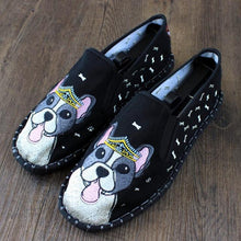 Load image into Gallery viewer, Love Boston Terriers Embroidered Canvas LoafersShoesBlack10