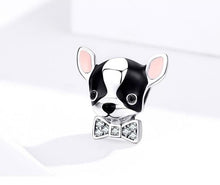 Load image into Gallery viewer, Image of a silver boston terrier charm