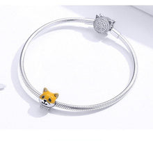 Load image into Gallery viewer, Bow-tie Shiba Inu Love Silver Charm BeadDog Themed Jewellery