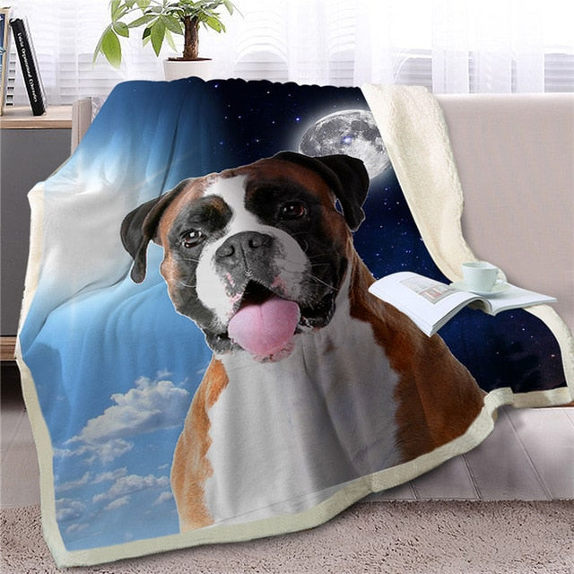 Image of a beautiful boxer blanket with sun and moon design