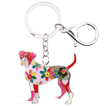 Image of a boxer keychain in the color red-pink