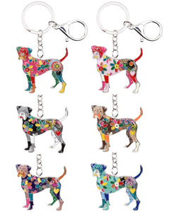 Image of six boxer keychains in different colors made of enamel