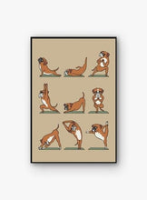 Load image into Gallery viewer, Image of a Boxer poster in the cutest Boxers doing Yoga design