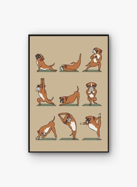 Image of a Boxer poster in the cutest Boxers doing Yoga design