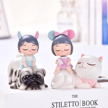 Boy with Pug and Friends BobbleheadsCar Accessories