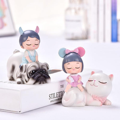 Boy with Pug and Friends BobbleheadsCar Accessories