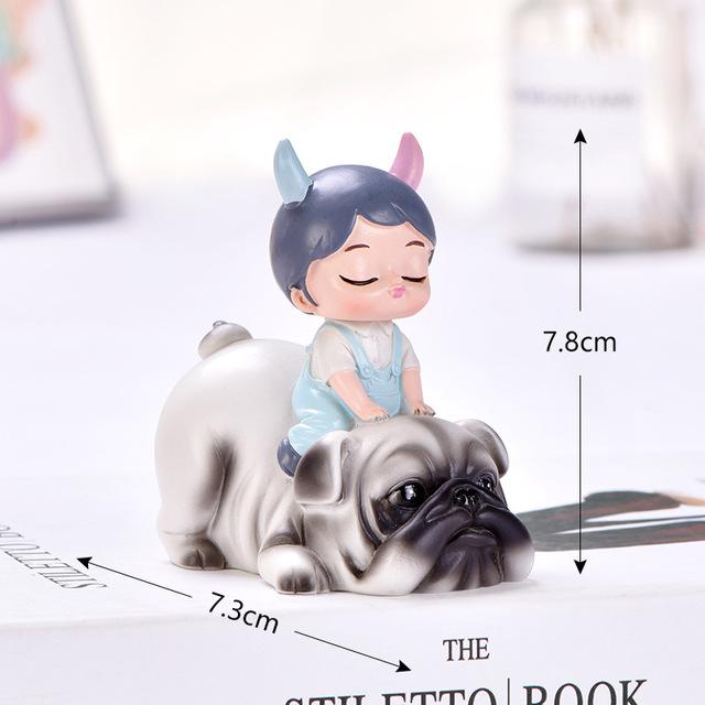 Boy with Pug and Friends BobbleheadsCar AccessoriesPug
