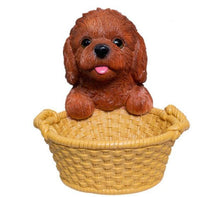 Load image into Gallery viewer, Image of a super cute brown Doodle Christmas ornament in the most helpful brown Doodle holding a basket design