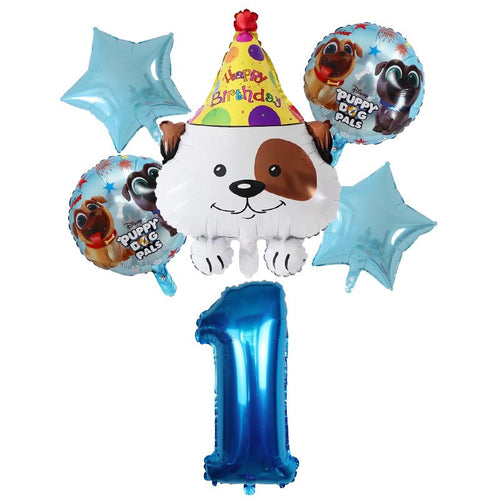 Image of bull terrier balloon party pack with 1 age balloon
