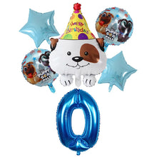 Load image into Gallery viewer, Image of bull terrier balloon party pack with 0 age balloon