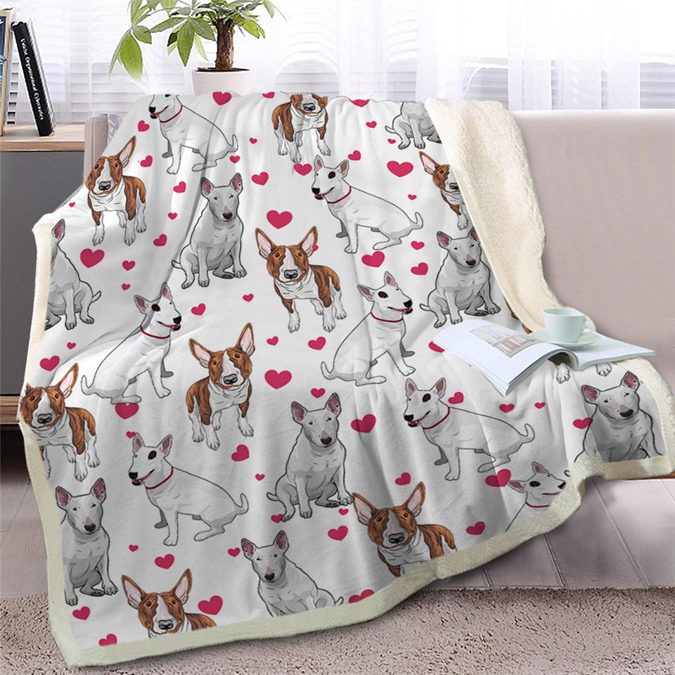 Image of a super cute Bull Terrier blanket with infinite Bull Terriers in all colors design