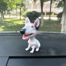 Load image into Gallery viewer, Image of a super cute smiling Bull Terrier car bobblehead