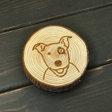 Load image into Gallery viewer, Image of an engraved Bull Terrier coaster made of wood