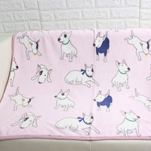 Load image into Gallery viewer, Image of a pink color bull terrier fleece blanket