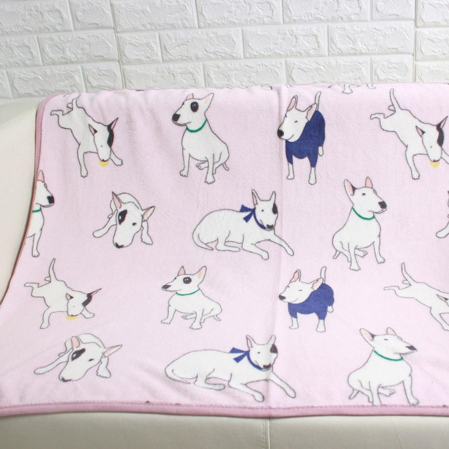 Image of a pink color bull terrier fleece blanket