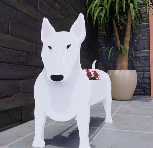 Image of a cutest 3D bull terrier flower pot