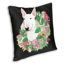 Load image into Gallery viewer, Bull Terrier in Bloom Cushion Cover-Home Decor-Bull Terrier, Cushion Cover, Dogs, Home Decor-2