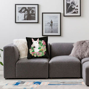 Bull Terrier in Bloom Cushion Cover-Home Decor-Bull Terrier, Cushion Cover, Dogs, Home Decor-4