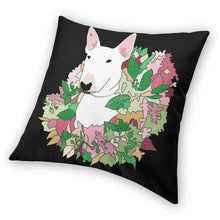 Load image into Gallery viewer, Bull Terrier in Bloom Cushion Cover-Home Decor-Bull Terrier, Cushion Cover, Dogs, Home Decor-6