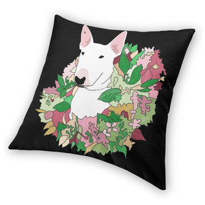 Bull Terrier in Bloom Cushion Cover-Home Decor-Bull Terrier, Cushion Cover, Dogs, Home Decor-6