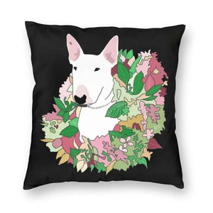 Bull Terrier in Bloom Cushion Cover-Home Decor-Bull Terrier, Cushion Cover, Dogs, Home Decor-7
