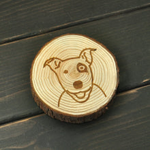 Load image into Gallery viewer, Image of a wood-engraved Bull Terrier coaster