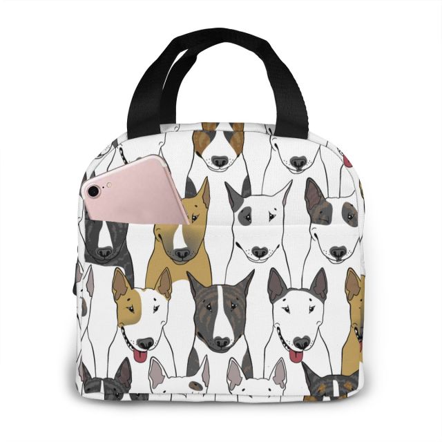 Bull Terrier Love Insulated Lunch Bag with Exterior Pocket-Accessories-Accessories, Bags, Bull Terrier, Dogs, Lunch Bags-1