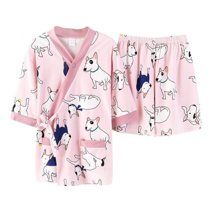 Bull Terrier Love Summer Cotton Pajamas SetPajamas
