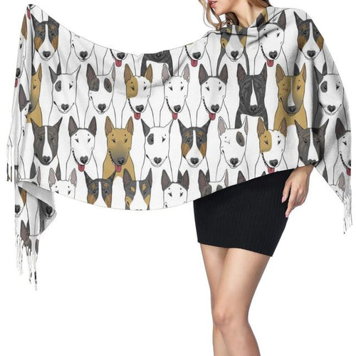 Bull Terrier Love Thin Winter Shawl-Accessories-Accessories, Bull Terrier, Dogs, Shawl-1