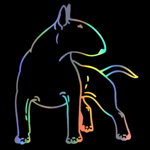 Bull Terrier Love Vinyl Car Stickers-Car Accessories-Bull Terrier, Car Accessories, Car Sticker, Dogs-Reflective Rainbow-1 pc-1