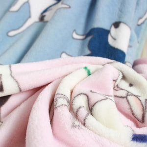 Image of a pink and blue color bull terrier throw blanket