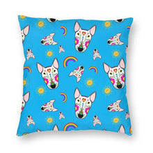 Load image into Gallery viewer, Bull Terriers and Rainbows Love Cushion Cover-Home Decor-Bull Terrier, Cushion Cover, Dogs, Home Decor-Small-1