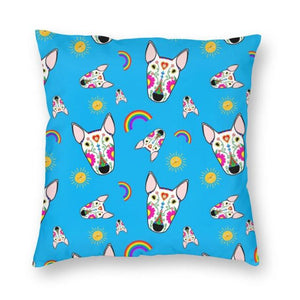 Bull Terriers and Rainbows Love Cushion Cover-Home Decor-Bull Terrier, Cushion Cover, Dogs, Home Decor-Small-1