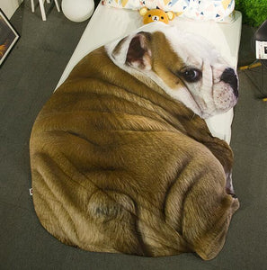 Image of a super-soft Bulldog blanket with 3D Bulldog design