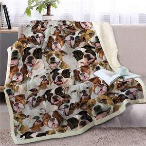 Image of a super cute Bulldog blanket with infinite Bulldogs in all colors design