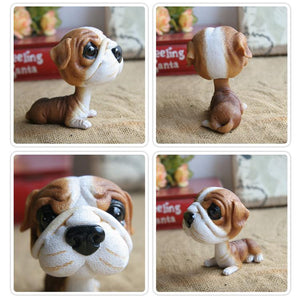 Collage of realistic and lifelike english bulldog bobblehead