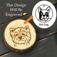 Load image into Gallery viewer, Image of an engraved Bulldog coaster made of wood