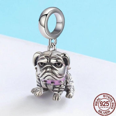 English Bulldog Love Silver Pendant