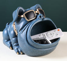 Load image into Gallery viewer, Image of a super cute normal ears bulldog piggy bank in the color textured blue