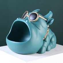 Load image into Gallery viewer, Image of a super cute bully style ears english bulldog piggy bank in green blue color