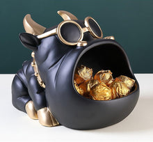 Load image into Gallery viewer, Image of a super cute bully style ears english bulldog piggy bank in the color black