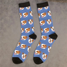 Load image into Gallery viewer, Image of english bulldog socks in smiling english bulldogs design