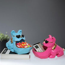 Load image into Gallery viewer, Image of two organiser bulldog statues in the color blue and red