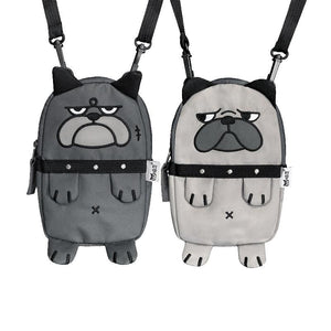 Image of two super-cute English Bulldog bags with a cutest Bulldog print in the color Khaki and Dark Grey