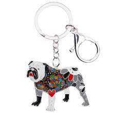 Load image into Gallery viewer, Image of an adorable black color enamel English Bulldog keychain