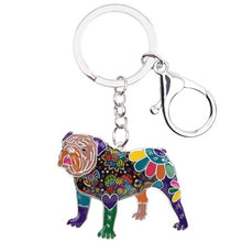 Load image into Gallery viewer, Image of an adorable tan color enamel English Bulldog keychain