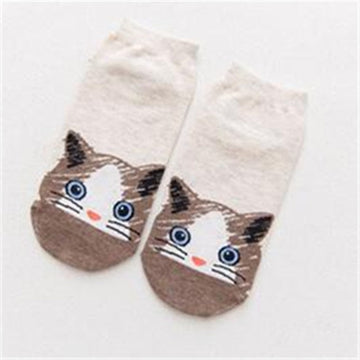 Cartoon Bull Terrier Ankle Length Socks-Apparel-Accessories, Bull Terrier, Dogs, Socks-Cat - Peeping Face-5